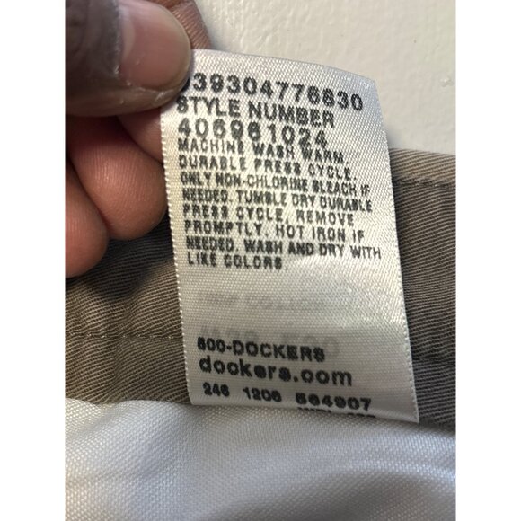 Dockers Khaki Chino Pants 38x31 Slim Fit Flat Front Cotton Blend Classic Style - Picture 11 of 12